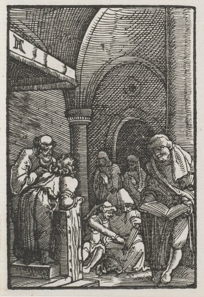 Upadek i odkupienie człowieka: Chrystus spiera się z lekarzami autorstwa Albrecht Altdorfer