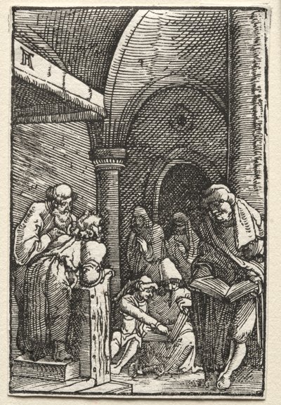 Upadek i odkupienie człowieka: Chrystus spiera się z lekarzami, c. 1515. autorstwa Albrecht Altdorfer