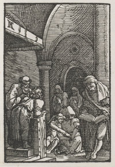 Upadek i odkupienie człowieka: Chrystus spór z lekarzami, c. 1515. autorstwa Albrecht Altdorfer