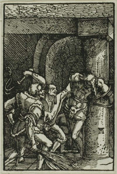 Biczowanie, z Upadku i odkupienia człowieka autorstwa Albrecht Altdorfer