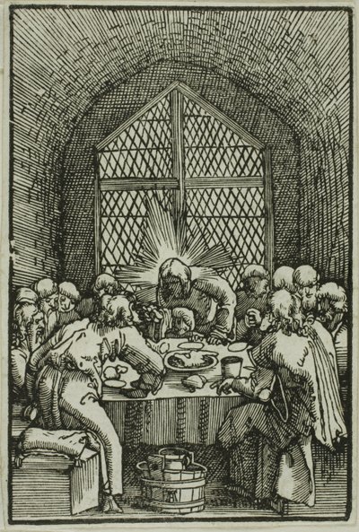 Ostatnia Wieczerza, z Upadku i odkupienia człowieka autorstwa Albrecht Altdorfer