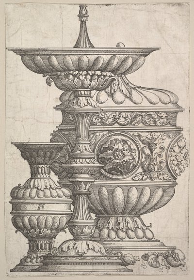 Trzy eleganckie naczynia na białym tle, ca. 1525. autorstwa Albrecht Altdorfer
