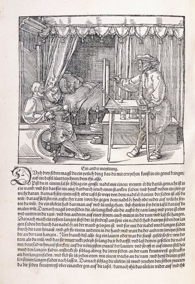 Rysownik rysujący portret za pomocą ramki rysunkowej, 1525 autorstwa Albrecht Dürer