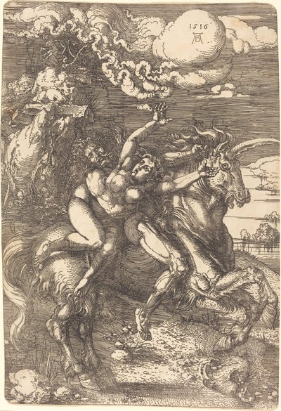 Porwanie na jednorożcu autorstwa Albrecht Dürer