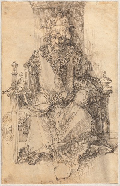Wschodni władca zasiadający na tronie autorstwa Albrecht Dürer