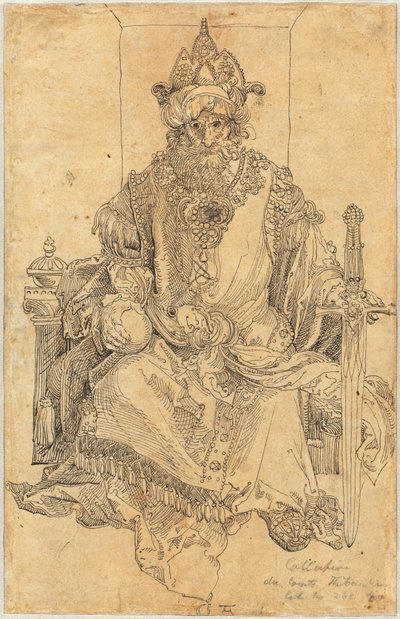 Władca Wschodu zasiadający na tronie autorstwa Albrecht Dürer