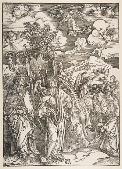 Anioły powstrzymują cztery wiatry. autorstwa Albrecht Dürer