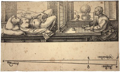Artysta rysujący akt z urządzeniem perspektywicznym, 1538 autorstwa Albrecht Dürer