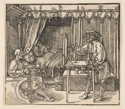 Artysta rysujący portret mężczyzny autorstwa Albrecht Dürer