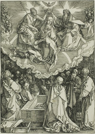 Wniebowzięcie i Koronacja Dziewicy, z Życia Dziewicy autorstwa Albrecht Dürer