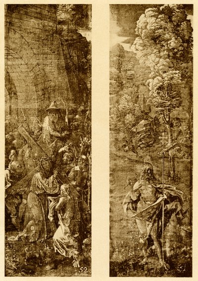 Niesienie Krzyża i Chrystusa ze sztandarem zwycięstwa autorstwa Albrecht Dürer
