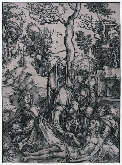 Opłakiwanie Chrystusa, arkusz 9 z cyklu „Wielka Pasja” autorstwa Albrecht Dürer
