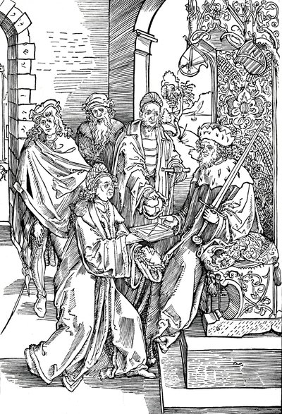 Celtes przedstawia swoją książkę elektorowi Saksonii, 1501 1906 autorstwa Albrecht Dürer