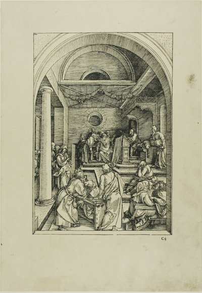Chrystus wśród lekarzy, z Życia Dziewicy autorstwa Albrecht Dürer