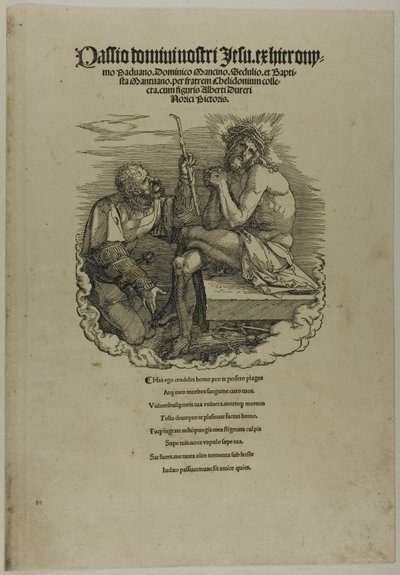 Chrystus, Człowiek Boleści, wyśmiewany przez żołnierza, z Dużej Pasji autorstwa Albrecht Dürer