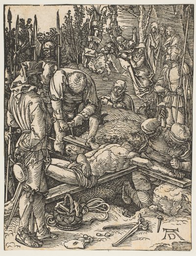 Chrystus przybity do krzyża, z Małej męki, 1509. autorstwa Albrecht Dürer