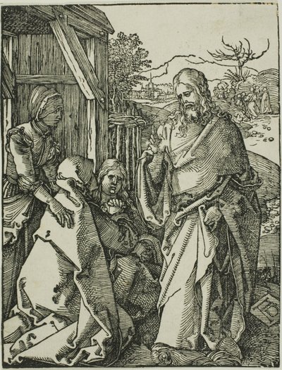 Chrystus żegnający się z matką, z Małej pasji drzeworytu autorstwa Albrecht Dürer