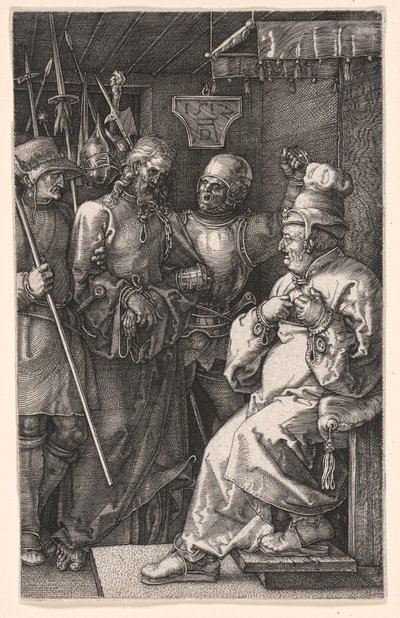 Chrystus przed Kajfaszem, z ilustracji przedstawiającej Pasję autorstwa Albrecht Dürer