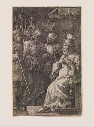 Chrystus przed Kajfaszem, z cyklu „Pasja wyryta” autorstwa Albrecht Dürer