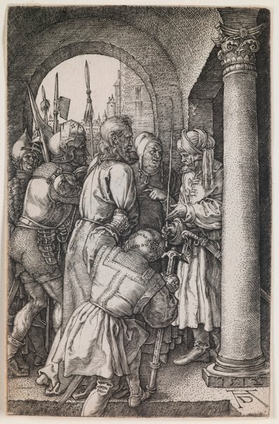 Chrystus przed Piłatem, z cyklu „Pasja wyryta” autorstwa Albrecht Dürer