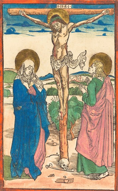 Chrystus na krzyżu między Dziewicą a św. Janem, 1493. autorstwa Albrecht Dürer