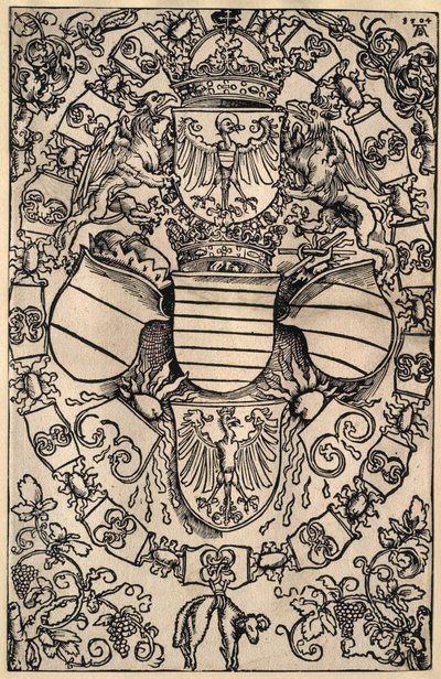 Herb Maksymiliana jako króla Rzymian autorstwa Albrecht Dürer