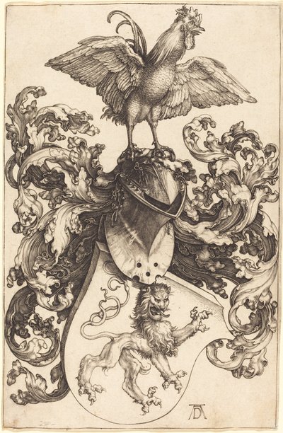 Herb z lwem i kogutem autorstwa Albrecht Dürer