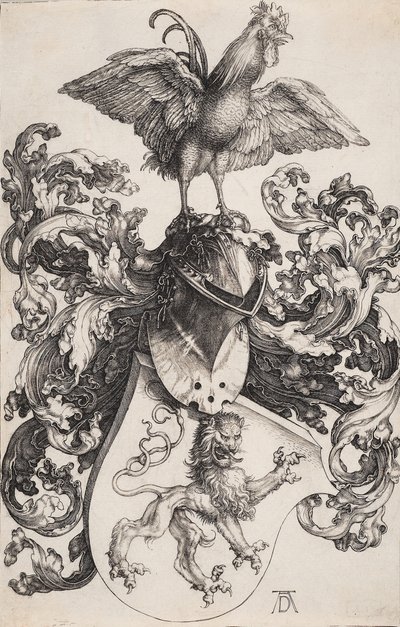 Herb z lwem i kogutem autorstwa Albrecht Dürer