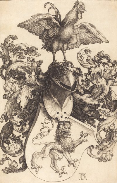 Herb z Lwem i Kogutem, 15021503. autorstwa Albrecht Dürer