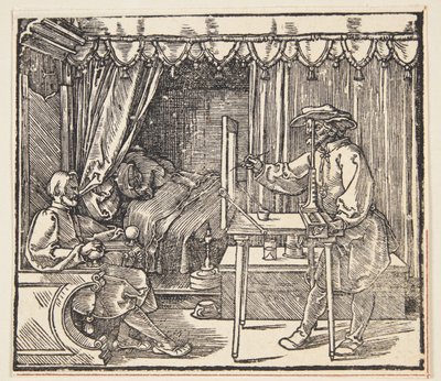 Rysownik rysujący portret autorstwa Albrecht Dürer