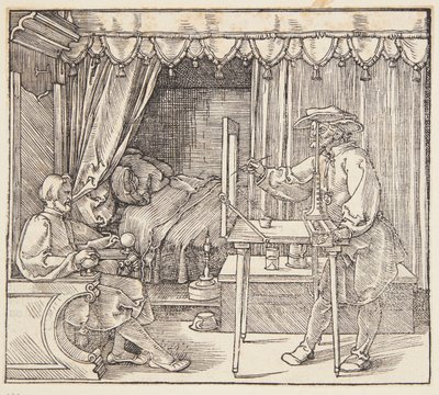 Rysownik rysujący portret autorstwa Albrecht Dürer