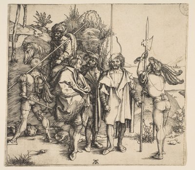 Pięciu Piechoty i Turek Konny, ca. 1495. autorstwa Albrecht Dürer