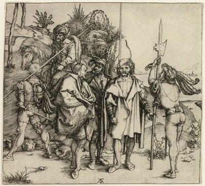 Pięć Landsknechtów i Orient na koniu autorstwa Albrecht Dürer