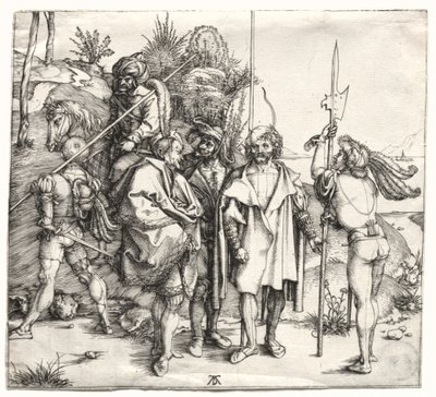 Pięciu żołnierzy i Turk na koniu, prawdopodobnie 1496. autorstwa Albrecht Dürer