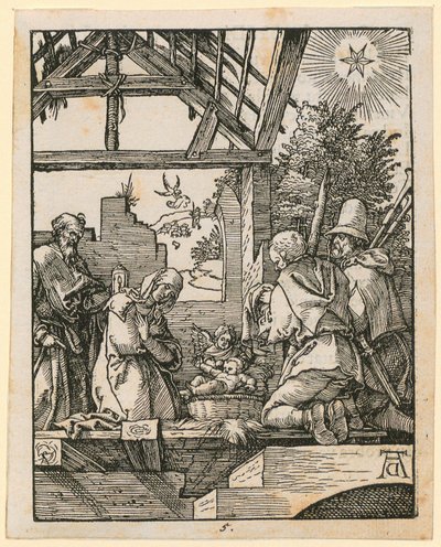 Narodzenie Chrystusa, karta 5 z cyklu „Mała Pasja drzeworytnicza” autorstwa Albrecht Dürer