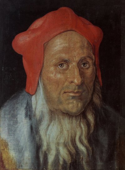 Niemiecki: Portret brodatego mężczyzny w czerwonej czapce Portret mężczyzny autorstwa Albrecht Dürer