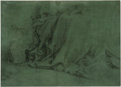 Studium szaty kobiety siedzącej na kamiennej ławie autorstwa Albrecht Dürer