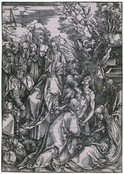 Złożenie Chrystusa do grobu, karta 10 z serii „Wielka Pasja” autorstwa Albrecht Dürer