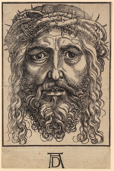 Wielka głowa Chrystusa w koronie cierniowej autorstwa Albrecht Dürer