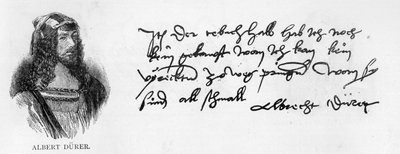 Pismo ręczne i podpis Albrechta Duerera autorstwa Albrecht Dürer