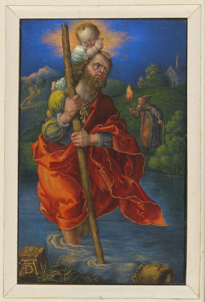 Święty Krzysztof zwrócony w prawo autorstwa Albrecht Dürer