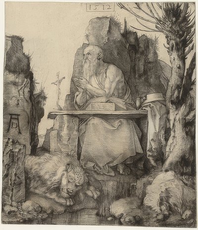 Święty Hieronim obok wierzby. 1512 autorstwa Albrecht Dürer