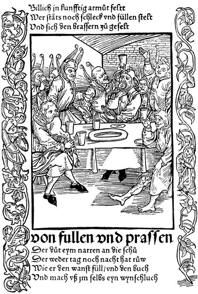 Ilustracja z książki Sebastiana Branta Statek głupców, 1494. autorstwa Albrecht Dürer
