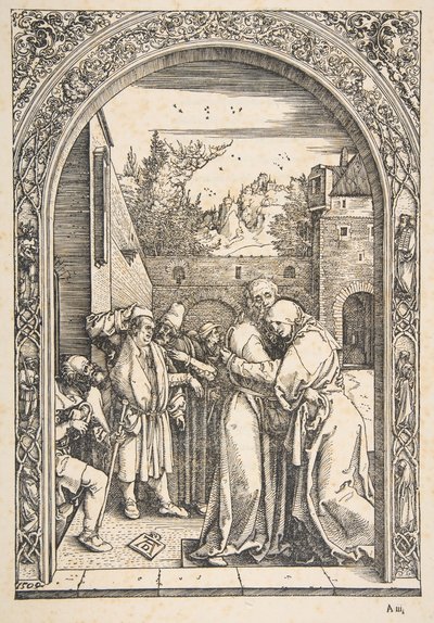 Joachim i Anna przy Złotej Bramie, z Życia Marii, ca. 1504. autorstwa Albrecht Dürer