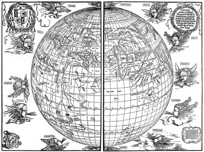Mapa świata Johannesa Stabiusa, 1515, 1936 autorstwa Albrecht Dürer