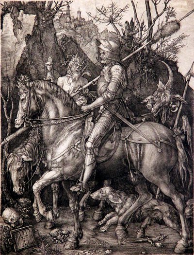 Rycerz, śmierć i diabeł autorstwa Albrecht Dürer