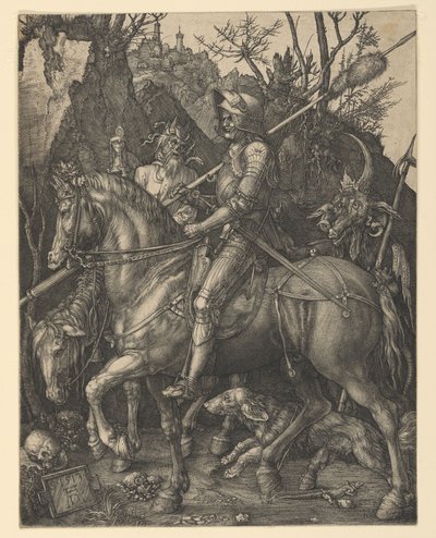 Rycerz, śmierć i diabeł autorstwa Albrecht Dürer