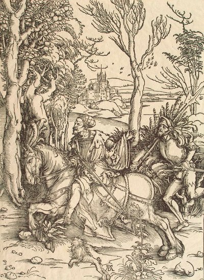 Rycerz i Lansquenet, c1497. autorstwa Albrecht Dürer