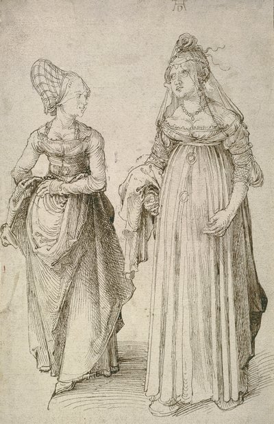 Dama w weneckiej sukni w zestawieniu z norymberskim Hausfrau autorstwa Albrecht Dürer