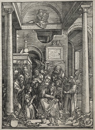 Życie Dziewicy: Adoracja Dziewicy z Dzieciątkiem przez świętych i aniołów autorstwa Albrecht Dürer
